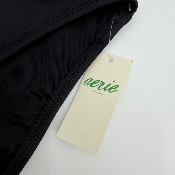 Aerie Black High Waisted Full Coverage Cross Waist Bikini Bottoms XS - Picture 2 of 12